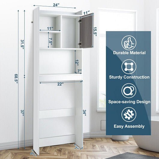 4 - Tier Space - saving Toilet Sorage Cabinet with Open Shelves - Crunk’s Collection