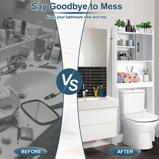 4 - Tier Space - saving Toilet Sorage Cabinet with Open Shelves - Crunk’s Collection