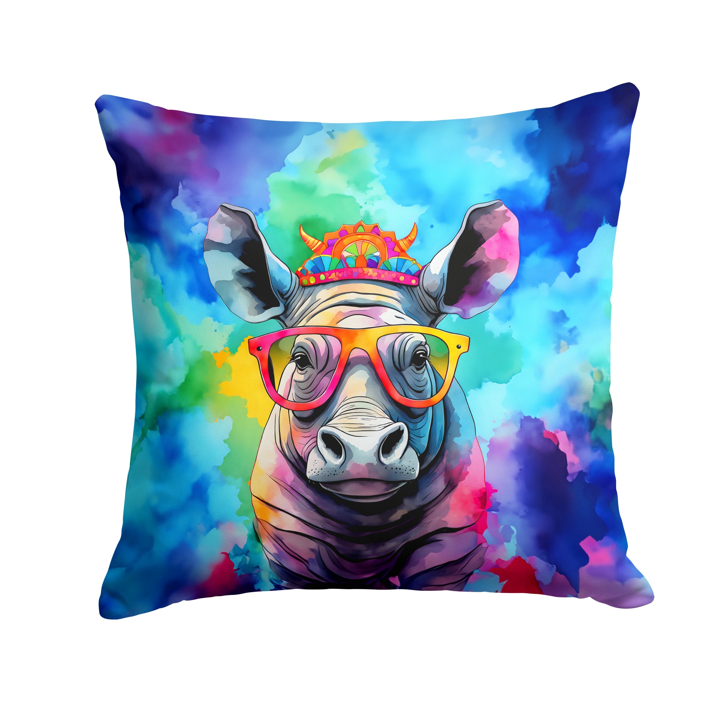 Hippie Animal Rhinoceros Throw Pillow